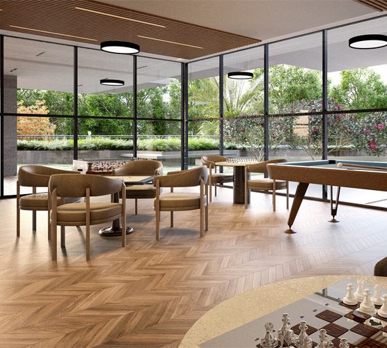 Billiards table in the indoor games lounge